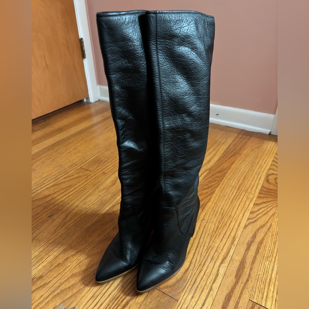1. State Paiton Black Leather Knee High Boots- 6 - Picture 3 of 8